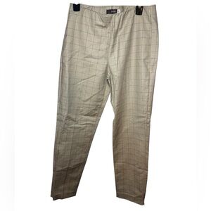 Crosby Beige windowpane plain slim ankle dress pants